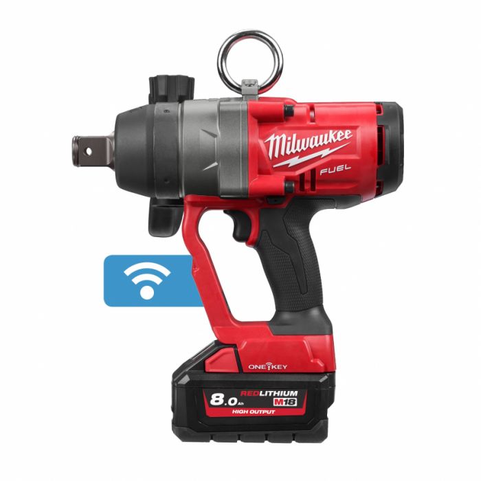 Гайковерт акумуляторний 1" MILWAUKEE, M18 ONEFHIWF1-802X, 2400Нм (зарядний пристрій, 2 акум.Х 8Ач, HDкейс)