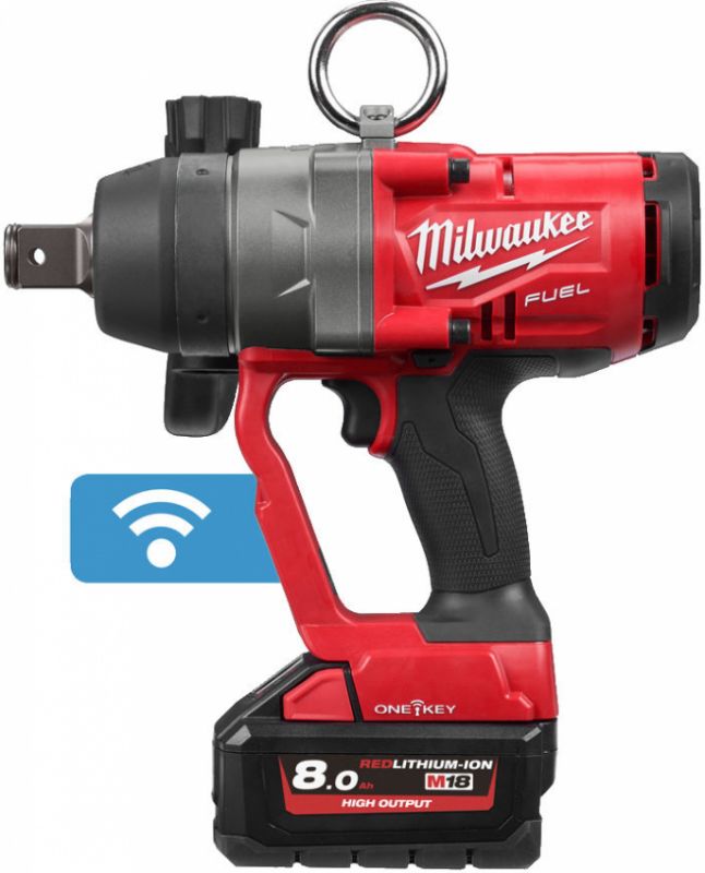 Гайковерт акумуляторний 1" MILWAUKEE, M18 ONEFHIWF1-802X, 2400Нм (зарядний пристрій, 2 акум.Х 8Ач, HDкейс)