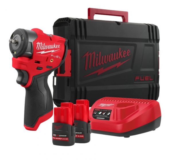Гайковерт акумуляторний 1/4'' MILWAUKEE з кільцем M12 FSCIWF14-252X, 136Нм (зарядний пристрій, 2 акум. Х 2,5Аг, HDкейс)