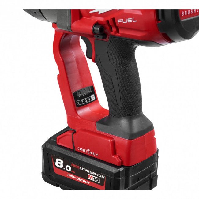 Гайковерт акумуляторний 1" MILWAUKEE, M18 ONEFHIWF1-802X, 2400Нм (зарядний пристрій, 2 акум.Х 8Ач, HDкейс)