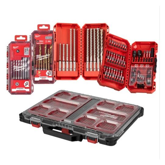 Набір біт ShW, бурів SDS-PLUS MX4 та свердл MILWAUKEE в органайзере PACKOUT (98шт)