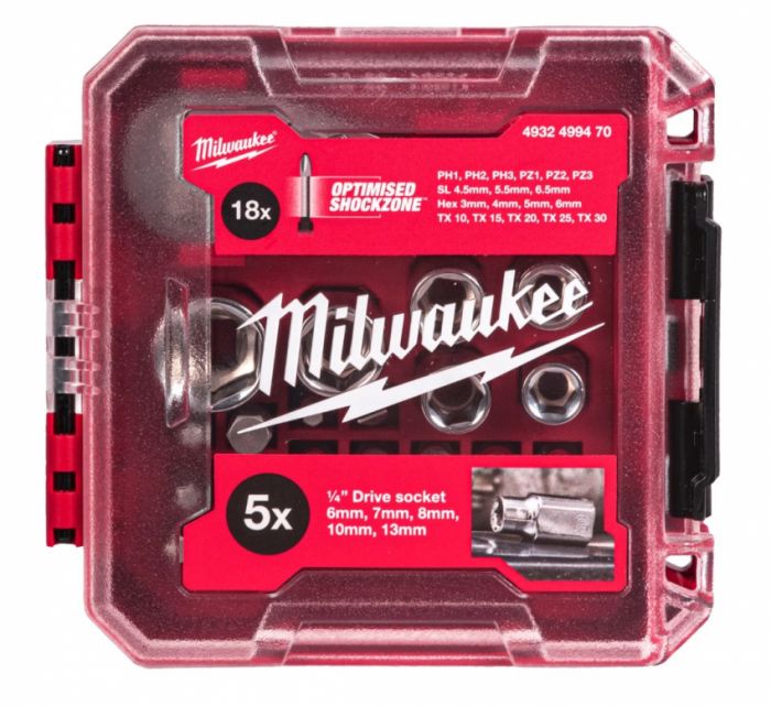 Набір ударних біт, головок з компактною трещіткою 1/4" MILWAUKEE (25шт)