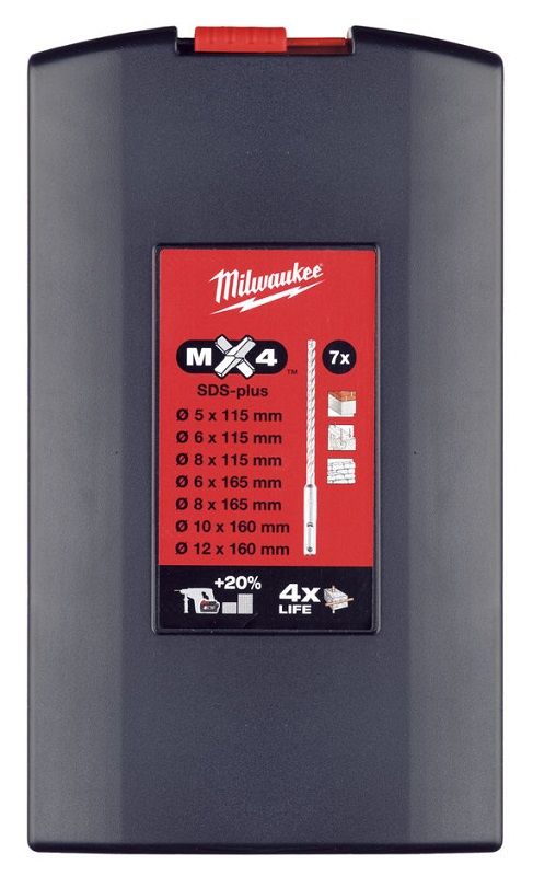 Набір бурів SDS-PLUS MX4 MILWAUKEE, (7шт)