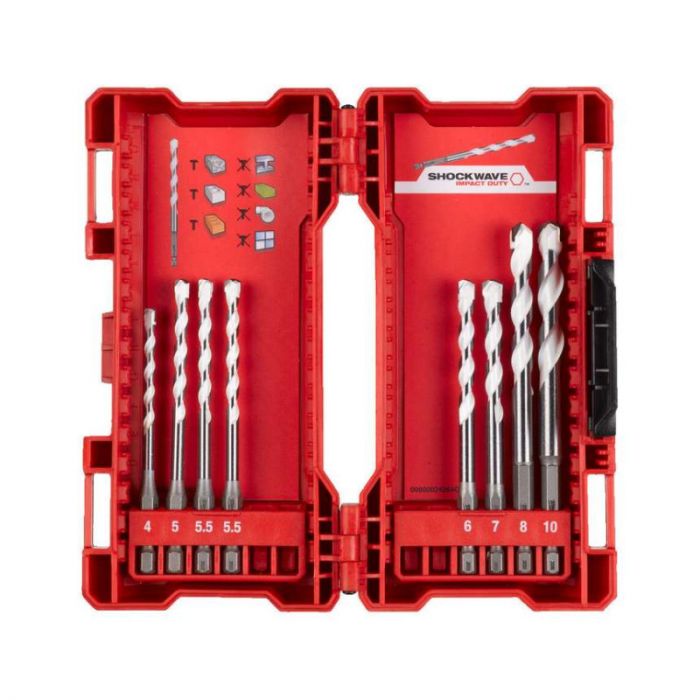 Універсальні свердла Multi Material Shockwave диам. 4 - 10 мм Milwaukee 4932471113, хвостовик 1/4"