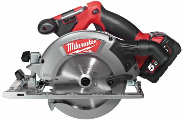 Пила дискова ручна акумуляторна MILWAUKEE, M18 CCS55-502X, Ø165мм (зарядний пристрій, 2 акум.Х 5Ач, HDкейс)