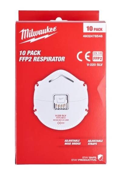 Респіратор із клапаном FFP2 (10шт) MILWAUKEE 4932478548