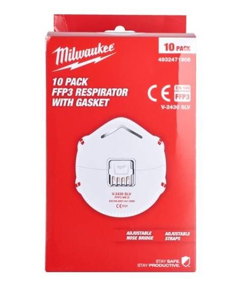 Респіратор із клапаном FFP3 (10шт) MILWAUKEE 4932471906