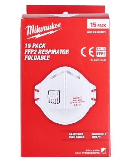 Респіратор складаний з клапаном FFP2 (15шт) MILWAUKEE 4932478801