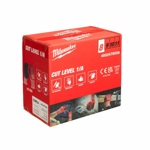 Рукавиці MILWAUKEE з опором порізам 3, размер L/9 (Многоштучная упаковка - 144 пары)