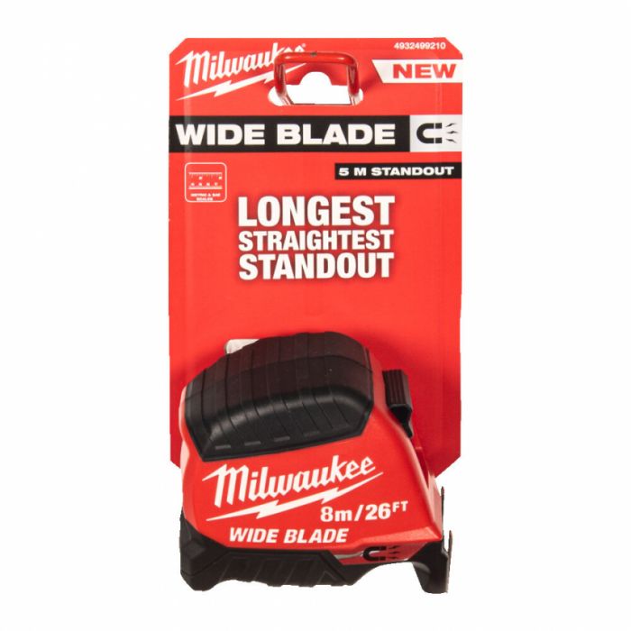 Рулетка магнітна WIDE BLADE MAGNETIC MILWAUKEE (Gen2), (полотно 35мм), 8м/26фт