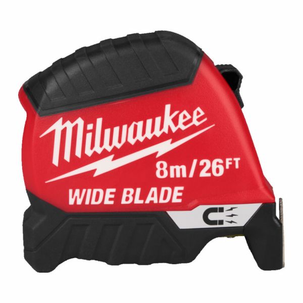 Рулетка магнітна WIDE BLADE MAGNETIC MILWAUKEE (Gen2), (полотно 35мм), 8м/26фт