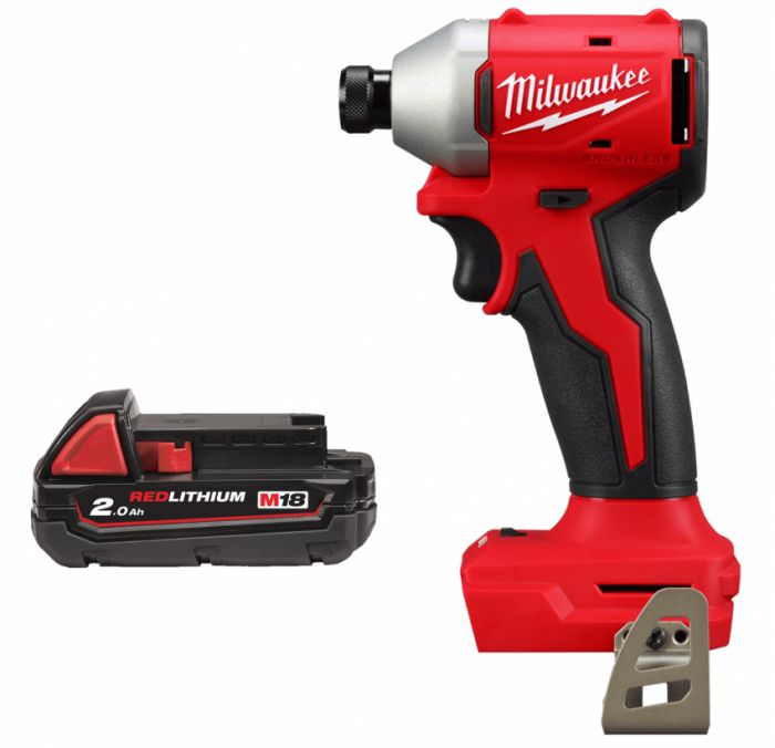 Шуруповерт ударний акумуляторний безщітковий MILWAUKEE (190Нм) M18 BLIDRC-0 (каркас) + M18 B2 подарунок