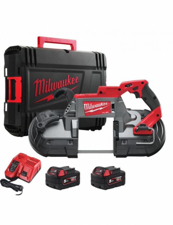 Стрічкова пила MILWAUKEE M18 FUEL CBS125-502C по металу 4933448195 (+ заряд.пристрій, 2 акум., полот