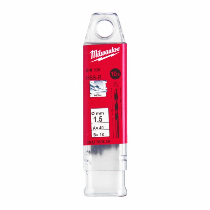 Свердло по металу HSS-R MILWAUKEE DIN338, Ø1,5мм, (10шт)