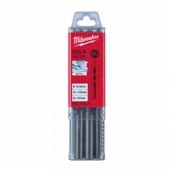 Свердло по металу HSS-R MILWAUKEE DIN338, Ø10,0мм, (10шт)