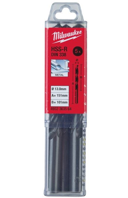 Свердло по металу HSS-R MILWAUKEE DIN338, Ø12,5мм, (5шт)