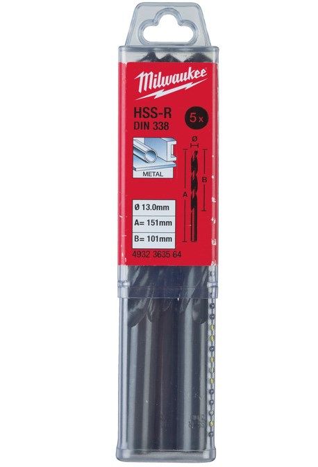 Свердло по металу HSS-R MILWAUKEE DIN338, Ø12мм, (5шт)