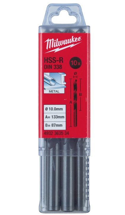 Свердло по металу HSS-R MILWAUKEE DIN338, Ø6,5мм, (10шт)