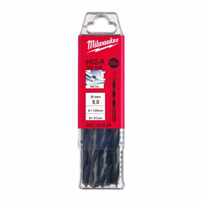 Свердло по металу HSS-R MILWAUKEE DIN338, Ø9,0мм, (10шт)