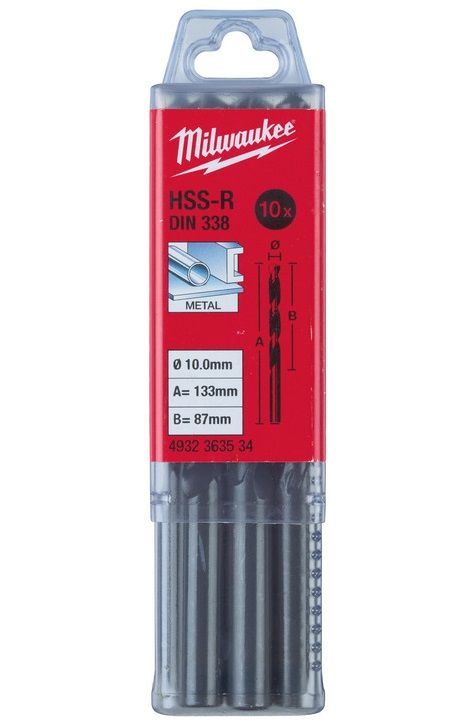 Свердло по металу HSS-R MILWAUKEE DIN338, Ø9,5мм, (10шт)