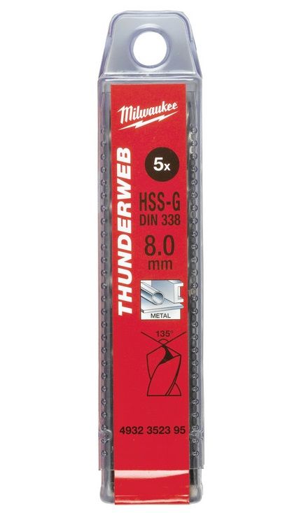 Свердло по металу THUNDERWEB HSS-G MILWAUKEE DIN338, Ø1,0x34мм, (10шт)