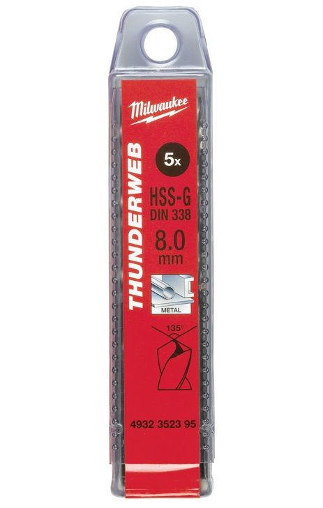 Свердло по металу THUNDERWEB HSS-G MILWAUKEE DIN338, Ø10,0x133мм, (5шт)