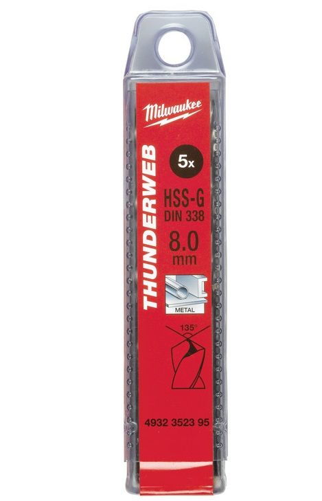 Свердло по металу THUNDERWEB HSS-G MILWAUKEE DIN338, Ø4,5x80мм, (10шт)