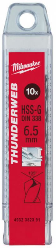 Свердло по металу THUNDERWEB HSS-G MILWAUKEE DIN338, Ø6,5x101мм, (10шт)