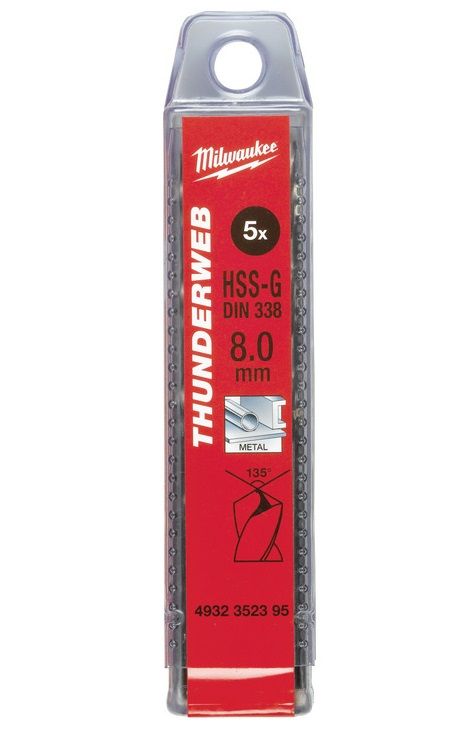 Свердло по металу THUNDERWEB HSS-G MILWAUKEE DIN338, Ø7,0x109мм, (5шт)