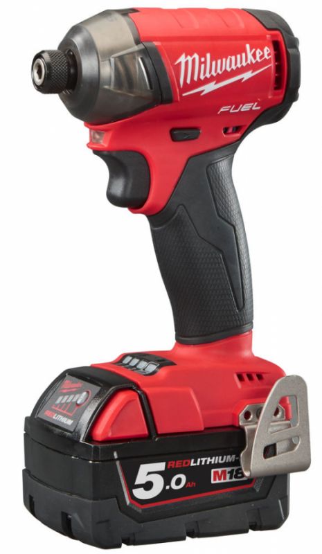 Імпульсний ударний шуруповерт акумуляторний 1/4" HEX MILWAUKEE, M18 FQID-502X, 50Нм (зарядний пристрій, 2 акум.Х 5Ач, кейс)